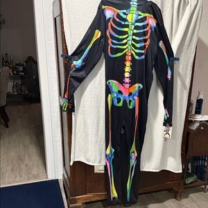 Target Black Jumpsuit with Neon Rainbow Skeleton Print